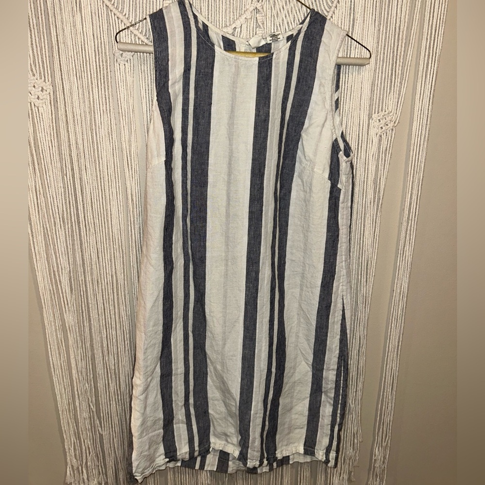 100% linen Venetian stripped dress